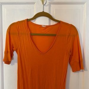 Orange J. Crew v-neck tissue tee